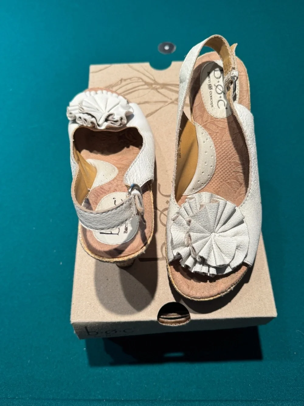 BOC Platform Slingback Adorable White Leather Shoe - Size 7